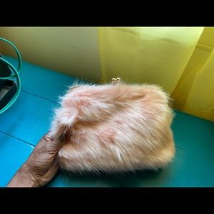 Fur blush clutch